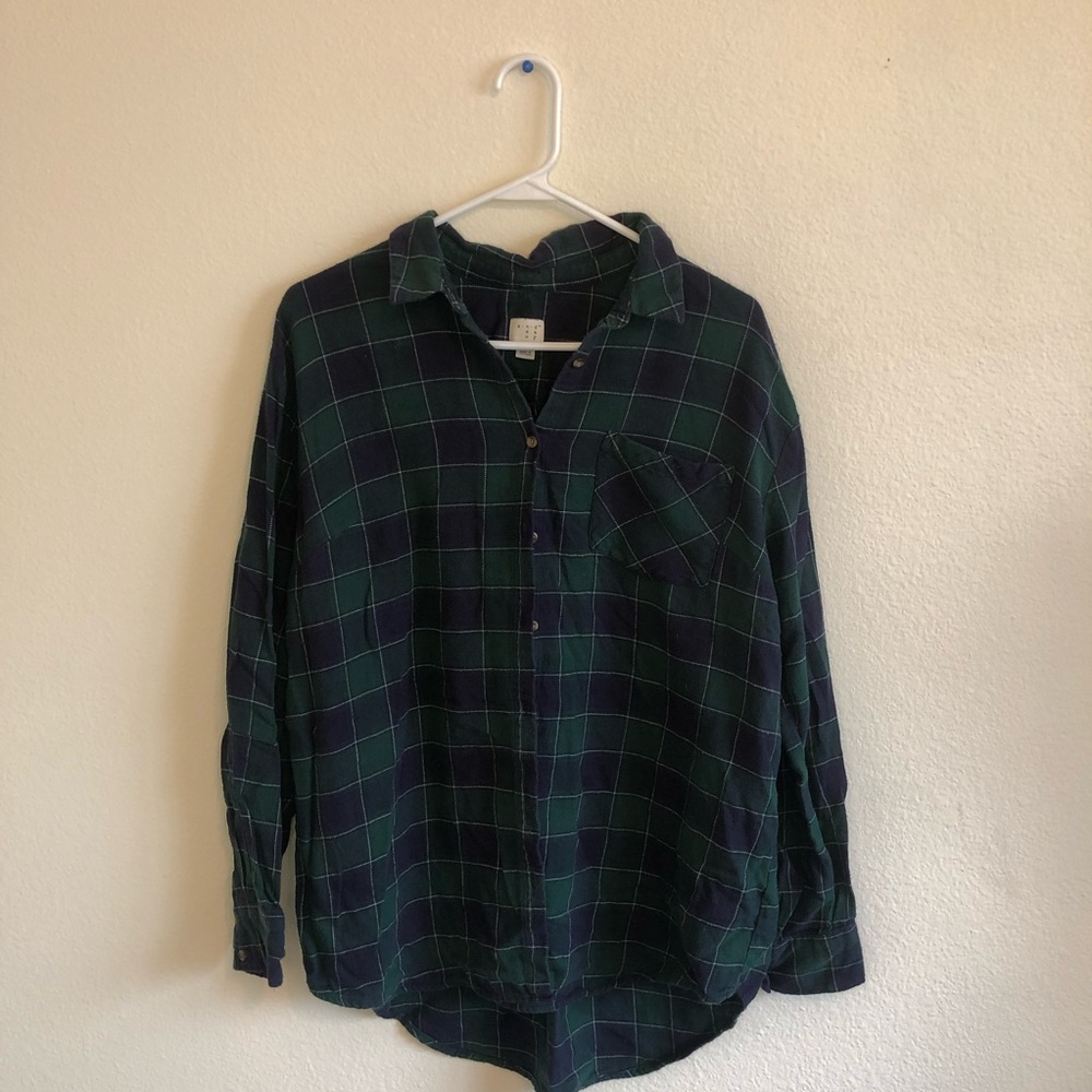 a new day Green & Dark Blue Flannel